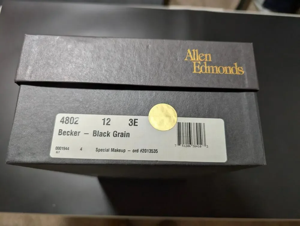 NIB Vintage Allen Edmonds Custom Made Black Cordovan Shell Becker 12EEE